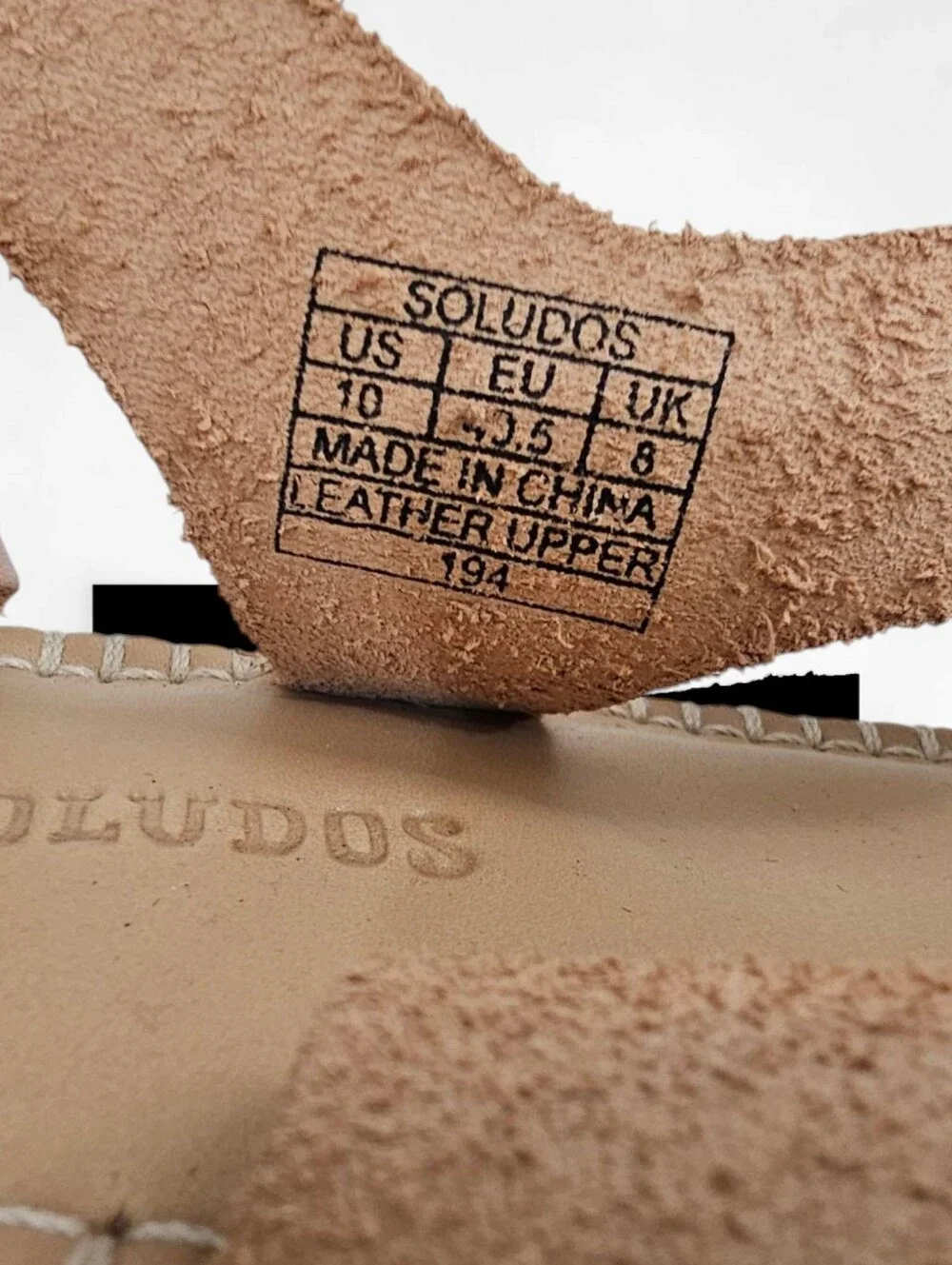 SOLUDOS Olympia Espadrille Jute Platform Tan Leather Strappy Sandals 10M